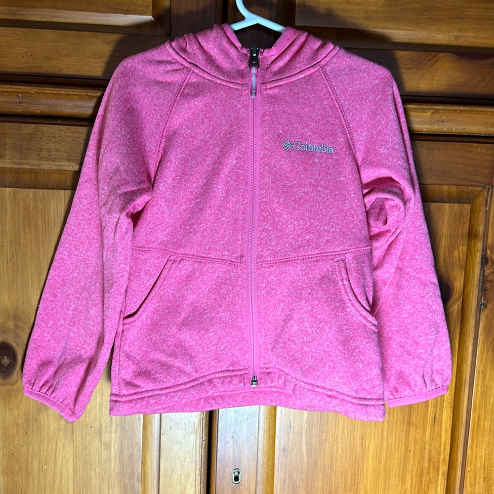 Columbia Girls Pink Hooded Zip Up Sweatshirt - Picture 1 of 4